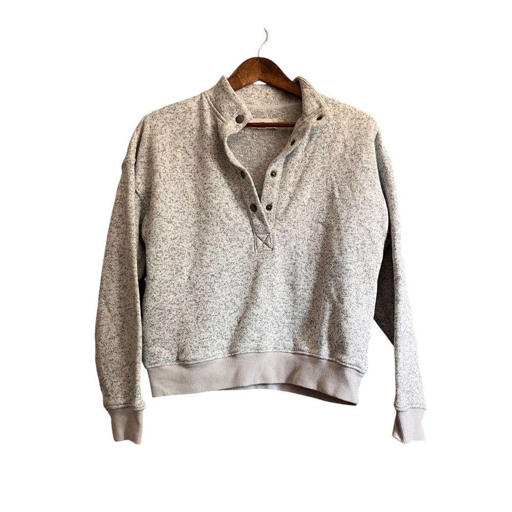 Thread & Supply Pullover Sweatshirt Womens XS Gray Excellent Snap Mock Neck
